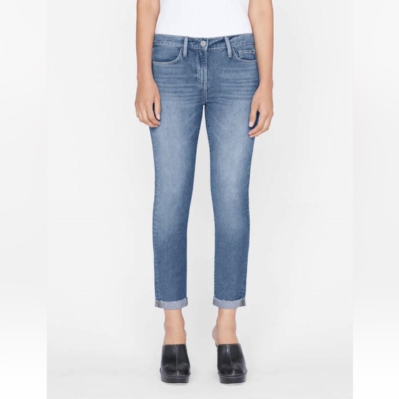FRAME Le Garcon Rolled Raw After Jeans Deepwater Denim Casual Women’s Size 31 - Picture 1 of 11